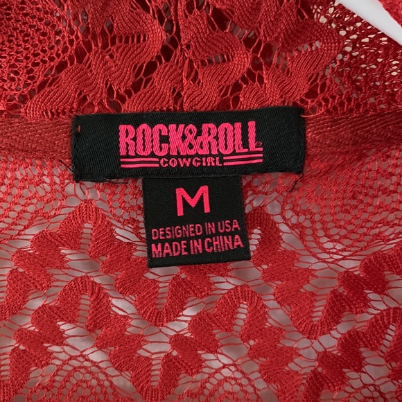 Rock & Roll Cowgirl red lace open front cardigan Size Medium - Picture 6 of 8